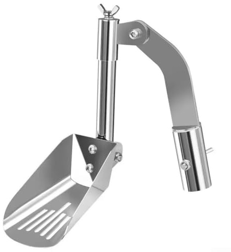 Volakebeing Heavy Duty Metal Gutter Cleaning Shovel for Roof Drainage and Household Ditch Maintenance, 43x25x8cm Ergonomic Grip, Silver Tool for Removing Leaves