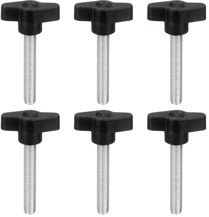 PATIKIL Tornillos De Mariposa De Ala En T M8 X 50mm 6Pcs Tornillos De Manija Mecánica De Acero Al Carbono Para Quitar Reemplazar Perillas De Apriete Manual Fuente De Alimentación Negro