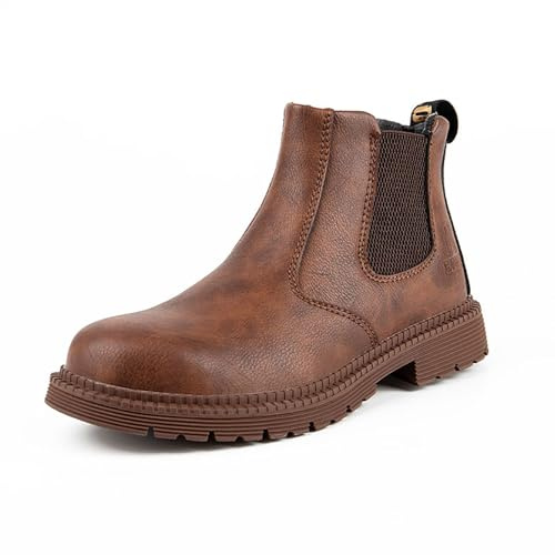 Générique Chaussures De Sécurité pour Hiver Montantes Chaussure Travail Homme Antidérapant Moto Tactique Randonnée Securite Montante Bottes Bottines Cuir avec Lacets Botte