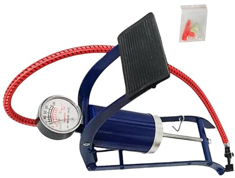 Fotpump, cykelpump med manometer, luftpump, bärbar däckpump för bilar, motorcyklar, bollar och andra uppblåsbara föremål