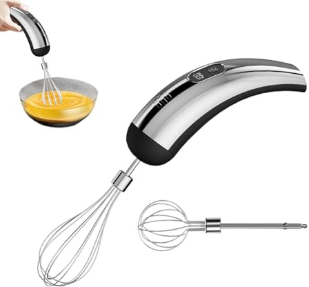 Sbattitore elettrico a 5 velocità con doppia frusta in acciaio inossidabile, design ricaricabile, sbattitore elettrico portatile senza fili per cucinare torte