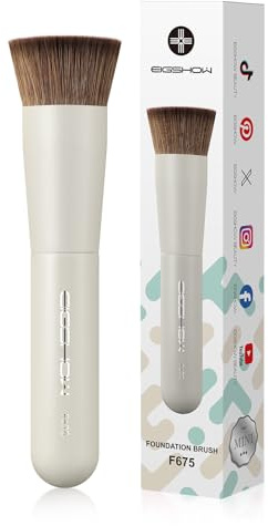 EIGSHOW Pennello da fondotinta da viaggio, pennello Kabuki premium formato tasca per fondotinta liquido, crema e polvere e correttore, con setole vegane ultra morbide e dense (Beige)