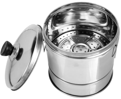 Sewroro Vaporera de Arroz de Acero Inoxidable 20 Cm para 1-2 Personas, Cubo para Cocinar Arroz al Vapor, Utensilio Multifuncional para Sushi y Cocina Doméstica