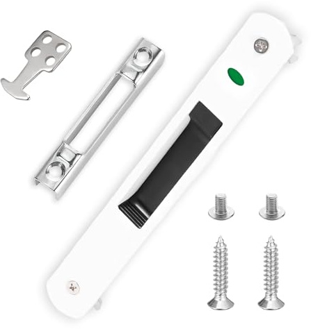 Serrure de Porte Coulissante,Porte Coulissante Fenêtre Crochet en Acier Inoxydable,Verrou de Porte Coulissante, pour Portes Coulissantes en Verre, porte Vitree Coulissante Fermeture, Blanc