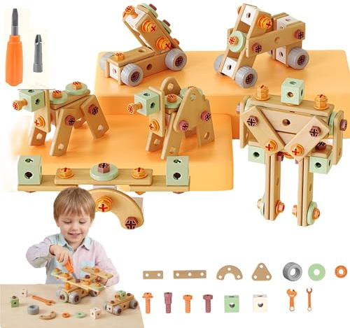 Werkzeugkoffer Kinder, 2026 Neu Kinder Werkzeug Set zum Schrauben & Bauen – Lernspiel mit Zubehör, Kreativität & Vorstellungskraft, Fördert Feinmotorik und Koordination, für ab 3Jahr(100teiliges Set)