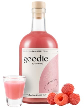Goodie Fermented Probiotic Drink, 96 Live Bacteria Strains, Raspberry 500ml | Concentrated Daily Shots - Mix With Water, Juice or Shakes, Naturally Fermented, Vegan, No Added Sugar, Shake Well Before Use