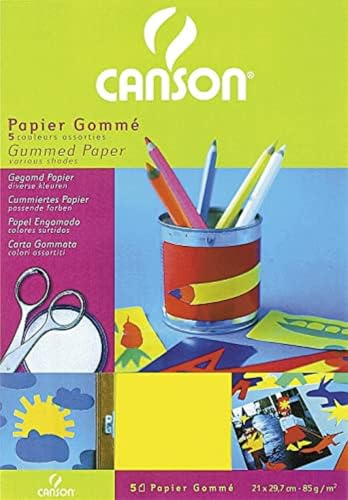 Canson A4 gummi papper - blandade färger (paket med 5 ark)