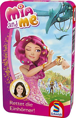 Schmidt Spiele 51268 – Mia and Me, Rettet die Einhörner, Bring mich mit Spiel in der Metalldose