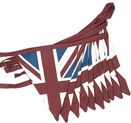 EHC 100% Cotton Double Sided Vintage Style Union Jack Festival Bunting - 5 Meters Approx