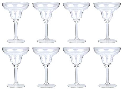 YöL 8x margarita cocktail glass clear plastic reusable home picnics BBQ summer party