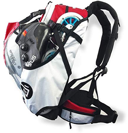 CADOMOTUS Airflow Sportrucksack 30+15L - Fahrrad Rucksack - MTB Rucksack - Inline Skater Rucksack Erwachsene - Ultraleicht und mit Rückenbelüftung, Helmfach und Schuhfach - Rot
