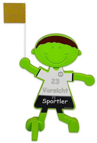 UvV Sportler, 3D Kinder Warnschild reflektierend, mit Wunschtext in verschiedenen Farben erhältlich, Warnschild spielende Kinder, Sicherheitsschild, Kinder Vorsicht, Kinder Danke (schwarz)