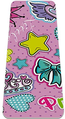 Rutschfeste Yogamatte 1/4 Zoll dick mit Tragegurt für alle Arten von Bewegung, Yoga und Pilates (72 'x 24' x 6 mm dick) Princess Pink