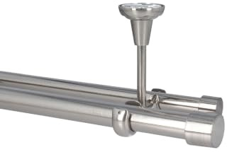 Sento 25/19mm Gardinenstange Vorhangstange Metall Deckenmontage Edelstahl Optik 200 cm Albana
