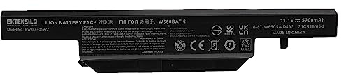 EXTENSILO batteria sostituisce Clevo W650BAT-6 per laptop notebook (5200mAh, 11,1V, Li-Ion)