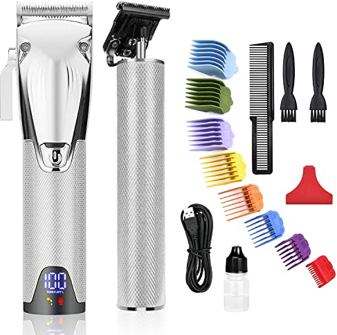 BESTBOMG Maquina Cortar Pelo Hombre Profesional Cortapelos Con Peine-guía, Cortadora de Pelo Recortadora de Barba Con Batería Recargable Incorporada 2500mAh/1200mAh