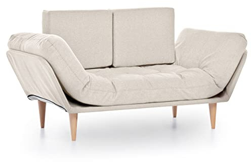 EVERGREENWEB - Divano 2 posti trasformabile in comodo divano Letto con Materasso Futon | Moderno Divano Letto Pieghevole per Soggiorno, Studio, Salotto, Camera | Monique (Beige)