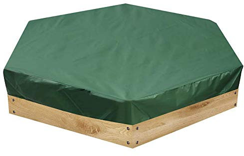 FIYSON Green Sandbox Cover,Hexagonal Sand Pit Cover with Drawstring,UV Resistant Waterproof Dustproof Oxford Sand Pit Swimming Pool Protection Cover,Avoid The Sand And Toys Contamination (180x150cm)