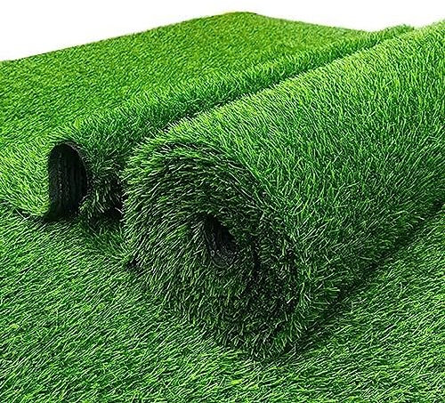 HUHJYUGE Kunstrasenteppich Outdoor 3x3m, Rasenteppich für Balkon und Garten, Kunstrasen Outdoor 25mm Florhöhe Hoher Dichte Wasserdurchlässig Strapazierfähig Pflegeleicht