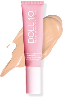 Doll 10 TCE Liquid Filter – CC Cream - Liquid Foundation - Lightweight Tinted Moisturizer & Skin Tint - Blurs Pores & Fine Lines - Vegan - Clean Makeup - [Fair/Light] - 30 Day Supply