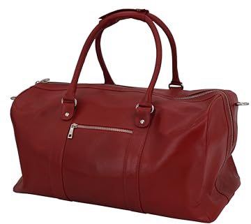 GERMANUS Handgemachte Reisetasche Lothar, Weekender aus dickem Leder für den Kurztrip, Reise oder Wochenenddreise (Rot)