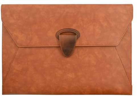 VANRA PU-Leder-Aktenordner, Dokumenten-Organizer, Dokumenten-Organizer | Portfolio-Ordner mit Magnetverschluss, 2 Taschen, A4-Papierhalter für Büro, Business, Braun