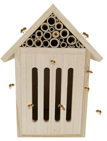 Bienenhaus aus – Naturholz Maurerbienenkasten, Schmetterlingshotel stabile und stilvolle Gartendekoration | Langlebiger Bienenstock für Marienkäfer, bestäubende und Schmetterlinge