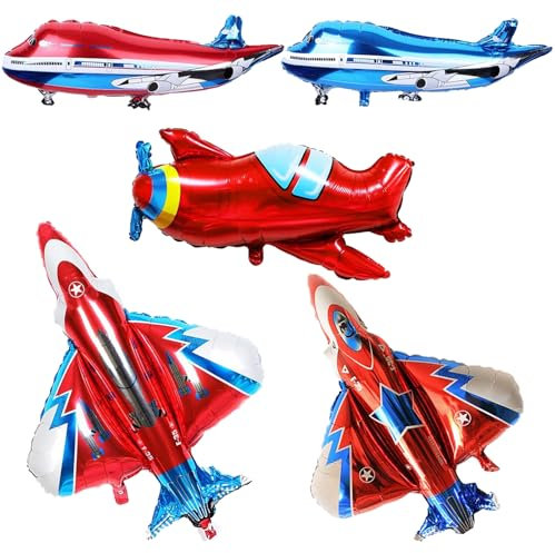 KOBOKO Avión decorativo de cumpleaños, globos inflables de helio, globos de cumpleaños, avión inflable, decoración de cumpleaños para niños, avión, juguete, avión, globos de papel de aluminio,