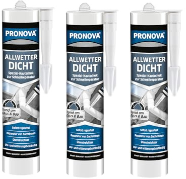 Allwetterdicht - Dachdicht Set zum Abdichten im Dachbreich elastische Fugendichtmasse für Montage- und Reparaturarbeiten im Außenbereich 300ml (transparent) (3)
