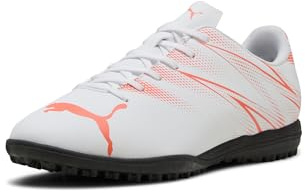 Puma Men's Attacanto Turf Trainer Soccer Cleat Sneaker, Puma White-Glowing Red, 46 EU