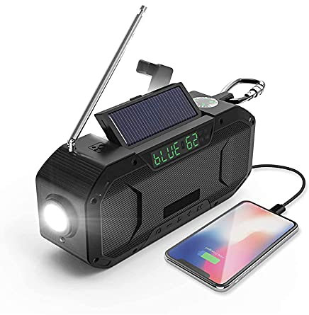 YQYBF IPX5 Waterproof Auto Scan Hand Crank NOAA Emergency Radio,5000mAh Portable Weather Solar Radios ，AM/FM Emergency Broadcast Radio with Cell Phone Charger