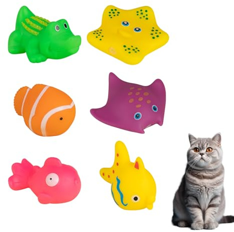 Katzenpool mit Spielzeug,Wasserspielzeug Katze für Katzen,Hundepool Schwimmbad,Tragbares Pool Spielzeug Hundeplanschbecken,Faltbarer Hunde Pool interaktives Spielzeug für Hunde und Katzen (6pc)