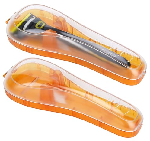 Linkidea 2 st rakhyvelhållare, bärbart reseskydd hårt fodral, manuell rakhyvel skyddslåda kompatibel med Fusion 5 ProGlide, sensor 3, SkinGuard, Pace 6 Pro (orange färg)