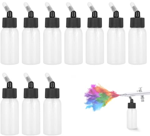 Airbrush Siphon Feed Burk, 10st 30ml PP Airbrush Flaskor Burkar Dual-Action Siphon Feed Tillbehör för Dual Action Siphon Spray Guns