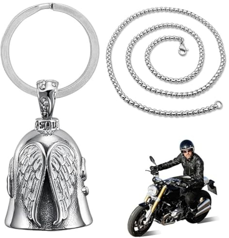 IKOPFLN 1pcs Guardian Bell, Clochette Moto, Cloche de Motard (avec Porte-clés et chaîne en Titane)