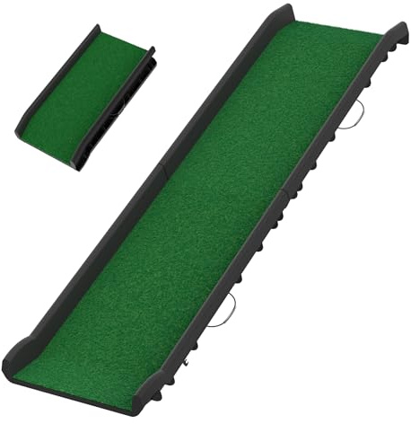 FIVMEN Hunderampe Auto Klappbar Hundetreppe Anti-Rutsch bis 90 kg 156x40cm Rampe Hund für SUV Große Kleine Tiere, mit Rasen