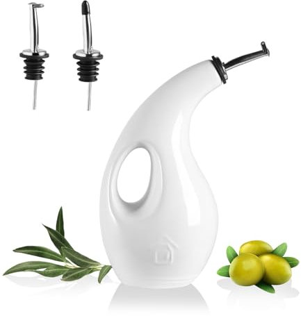 Sweejar Home Flacon distributeur d'huile d'olive en céramique, opaque, protège l'huile EVOO pour réduire l'oxydation, convient pour le stockage du vinaigre, des sirops de café, des liquides, 710 ml