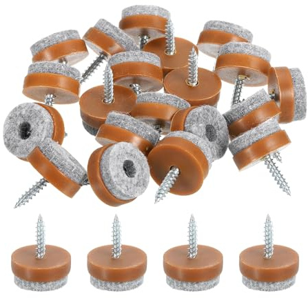 sourcing map Nail-on Furniture Sliders, 24Pcs Nail-on Felt Pad Round Chair Table Feet Pads Chair Leg Floor Protectors for Hardwood Floors (Brown, 20mm/0.79)