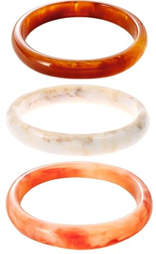 MYANAIL 3Pcs Chunky Acrylic Stackable Bracelets Bangle Set for Women Colorful Large Thick Resin Wristbands Bracelets Geometric Circle Cuff Statement Bracelet Set Jewelry Gift (Colorful)