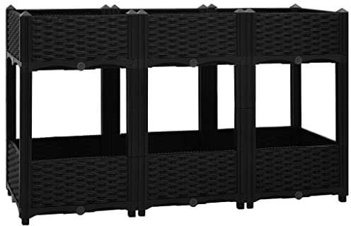 Bancal alto de polipropileno de 120 x 40 x 71 cm, para verduras, hierbas y flores, ideal para pequeños jardines y balcones