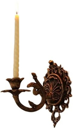 FJIXUO Wandkerzenhalter Wandbehang Kerzenständer Schmiedeeisen Bronze Wanddekoration Kerzenhalter Wand Schmiedeeisen Garten Deko Haken