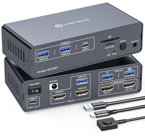 HDMI USB C KVM Docking Station für Laptops and Desktop Teilen 13-in-1 Dockingstation mit USB 3.0-Kabel*1, USB-C-Kabel*1 und Desktop Controller
