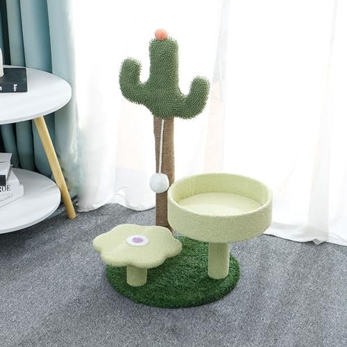 Cute Cat Tree Cactus Cat Tower for Indoor Cats with Fully Sisal Scratching Post, Perches, Jumping Platform Small Cat Tree Activity Center