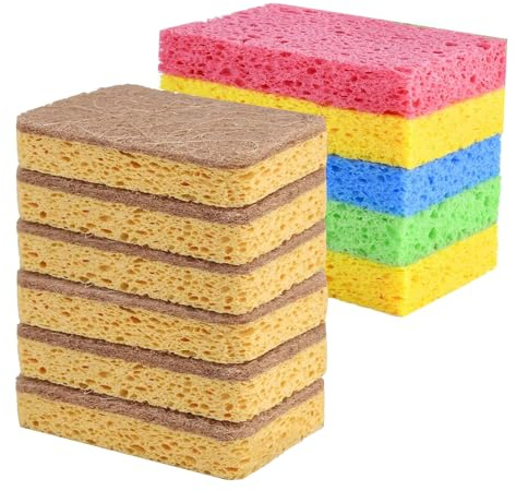 11 PCS Eco Sponge,Cellulose Sponges,Sponges Washing Up,Colourful Non-Scratch Compressed Kitchen Sponges,Eco Friendly,Non Scratch, Odour Free,Compostable Pop Up,for Dish,Household,Cookware