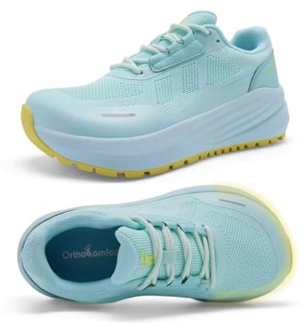 Women's Orthopedic Diabetic Wide Sports Shoes: Comfort Plantar Fasciitis Arch Support Flat Feet Neuropathy Trail Sneakers, Casual Breathable Pain Relief Athletic Tennis Walking Shoes Mint Size 9