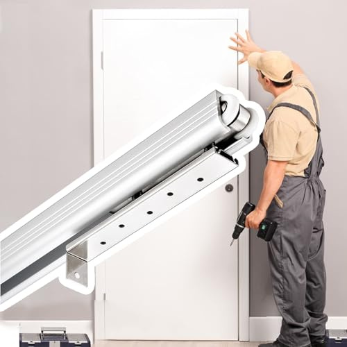 RENLXFI Binario per Porta Scorrevole Binario Superiore di Ricambio per Porta Scorrevole, Kit Ferramenta per Porta Scorrevole Esterna per Porta in Vetro/Legno, con Kit di Installazione(58in/147cm)