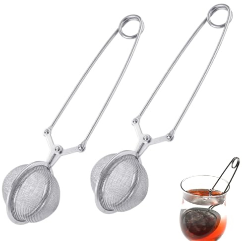 YUVKIN 2 pièces pince à thé pour thé en vrac, infuseur à thé en acier inoxydable, boule à thé avec tamis fin, boule thé infusion pour amateurs de thé (4,5×16,5cm)