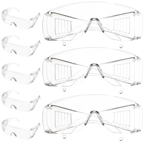 FUTUREORYY 8 Pièces Lunettes de Protection Claires Pc avec Lames Anti-poussière Lunettes de Sécurité Légères et Résistantes Aux Impacts pour Hommes et Femmes Laboratoire et Chantier