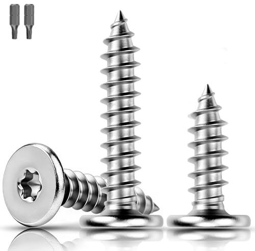 XRXYMQ 120 Stück Holzschrauben M3x12 mm Torx Schrauben Edelstahl A2 V2A | Blechschrauben Vollgewinde, Tellerkopfschrauben Selbstschneidende, Flachkopfschrauben, Schränke, Lagerregale, Holzböden