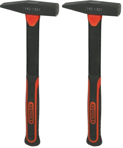 KS Tools 142.1321 Schlosserhammer mit Fiberglasstiel, 200g (Packung mit 2)